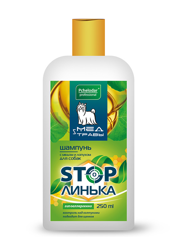 Pchelodar Шампунь Stop линька с мёдом и лопухом для собак, 250 мл