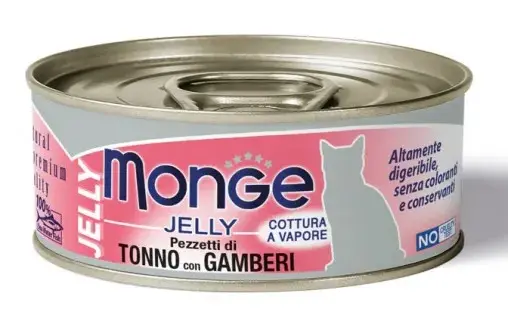 Monge Gelly Adult Cat Консервы с желтоперым тунцом и креветками