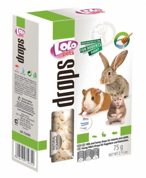 Lolo Pets Дропсы для грызунов медово-молочные (1*12), 75 г