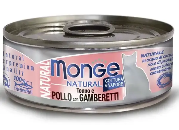 Monge Cat Natural Консервы из тунца с курицей и креветками
