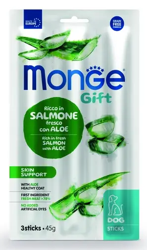 Monge Gift Skin Support Dog Мягкие палочки со свежим лососем, алоэ вера и дрожжами