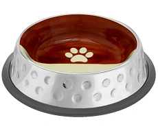 Mr.Kranch Миска из нержавеющей стали с керамическим покрытием Candy, коричневая с белым