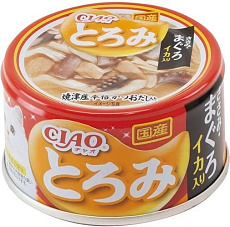 INABA CIAO Toromi Куриное филе, тунец Магуро и кальмар