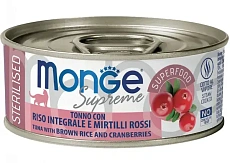 Monge Supreme Sterilised Консервы из тунца с бурым рисом и клюквой
