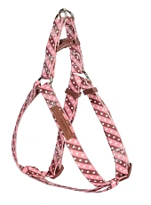 CAMON Шлея регулируемая полосатая, розово-коричневая в горошек