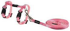 Rogz Шлейка+поводок Sparklecat Pink