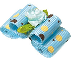 Бантик (пара) голубой двойной объемный "Ностальжи", 3 х 1,5 см