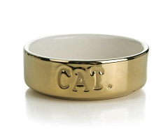 Beeztees Миска керамическая золотая, 11,5 х 4 см