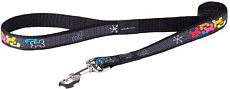 Удлиненный поводок Rogz Fancy Dress Multi Bone Black