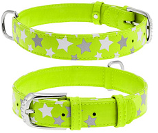 Collar Ошейник "Waudog" (Glamour) "Звездочка", салатовый