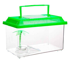 Barbus Переноска-террариум BOX с пластиковой крышкой, островком и пальмой