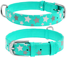 Collar Ошейник "Waudog" (Glamour) "Звездочка", ментоловый