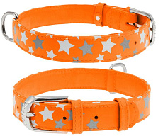 Collar Ошейник "Waudog" (Glamour) "Звездочка", оранжевый