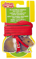 Living World Шлейка с поводком для хомяков, красная