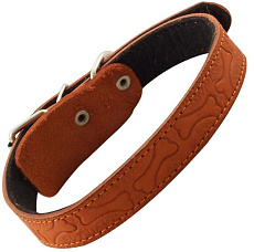 Gamma Ошейник кожаный на синтепоне с тиснением