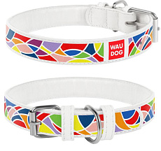 Collar Ошейник "Waudog" (Витраж), белый