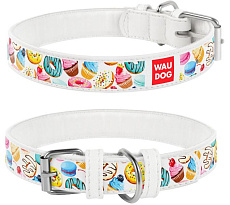 Collar Ошейник "Waudog" (Пончики), белый