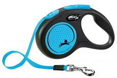Поводок-рулетка  "Flexi", "New Neon",  ременной, неоново-синий