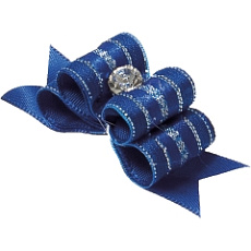 Бантик (пара) тройной объёмный, синий