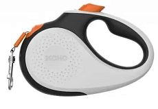 XCHO Поводок-рулетка для собак, лента, белый/черный/оранжевый