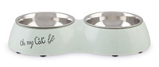 Beeztees Набор мисок "Oh my Cat" мята, 27х4,5 см