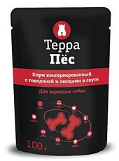 Паучи "Терра Пес" для собак, говядина и овощи в соусе