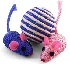 Triol XW7007 Игрушка для кошек 2 мыши, мяч