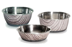 CAMON Миска железная с принтом древесины (серая)