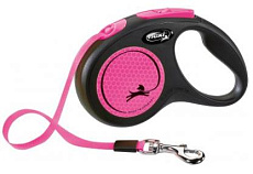Поводок-рулетка "Flexi", "New Neon", ременной, неоново-розовый