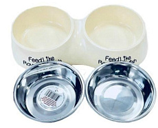 Dogman Подставка с двумя металлическими мисками