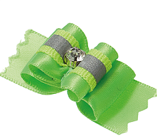 Бантик (пара) светоотражающий "Ностальжи" тройной объёмный, 4,5 см х 1,5 см, (салатовый)