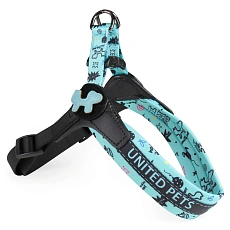 United Pets Шлейка Complete me Writing, голубая с рисунком