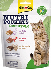 Gimcat Лакомство Nutri Pockets Кантри микс (Утка, говядина, индейка)