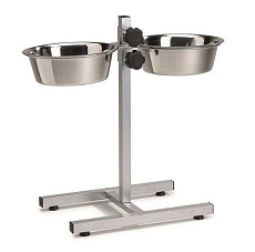 Beeztees Стойка с двумя мисками 25 см, серебристая