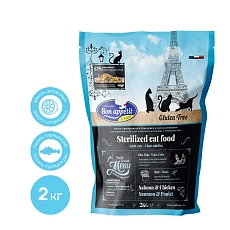 Bon Appetit Sterilized Adult Cat (Курица, лосось, рис)