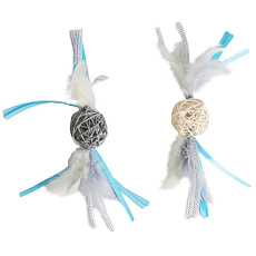 Pet Park Игрушка для кошек Плетёные мячики с перьями