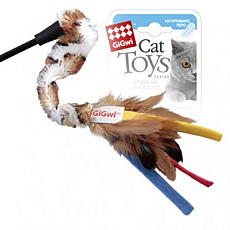 Дразнилка Goods for pets с перьями на стеке 45 см