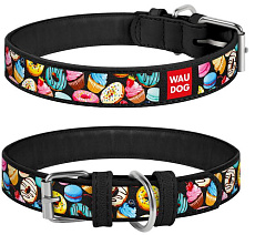 Collar Ошейник "Waudog" (Пончики), черный