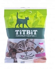 ТИТБИТ Хрустящие подушечки для кошек с паштетом из говядины