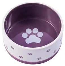 Mr.Kranch Миска для собак нескользящая, белая с фиолетовым