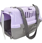 ZooExpress Переноска Турне с прозрачной пластиковой дверцей (коврик+ремень), фиолетовая