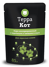 Паучи "Терра Кот" для кошек, перепела и овощи в соусе