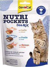 Gimcat Лакомство Nutri Pockets Морской Микс (Лосось, форель, креветки)