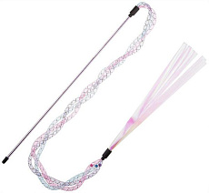 Эластичная дразнилка с перьями,ленточками и колокольчиками