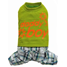 Doggy Dolly Комбинезон Daddy boy клетчатый с салатовой футболкой