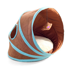 CT49 Лежанка-туннель для кошек, коричневая