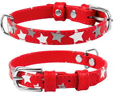 Collar Ошейник "Waudog" (Glamour) "Звездочка", красный
