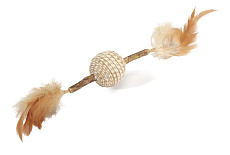 CAMON Палочка мататаби с джутовым шариком и перьями, 30 см