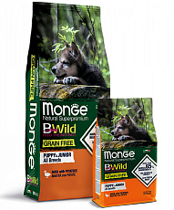 Monge Dog BWild Grain Free Puppy & Junior (Утка, картофель)