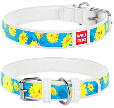 Collar Ошейник "Waudog" (Цветы), белый